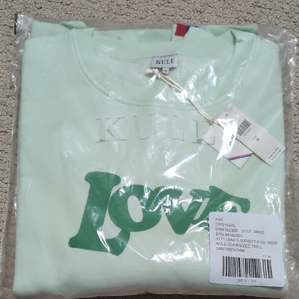 KULE Mint Green Printed Love Sweatshirt